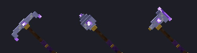 Arcane pickaxe, shovel and axe